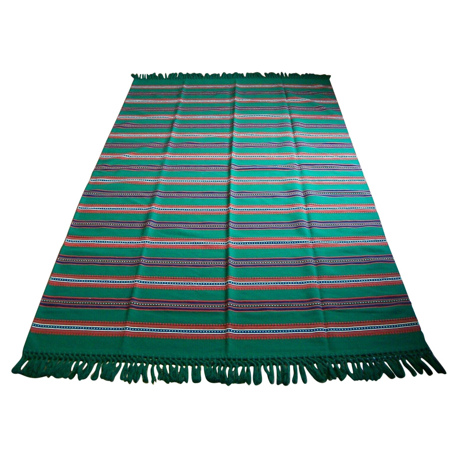 Vintage Embroidered Wool Serape Blanket or Rug, Mexico, C.1970's For Sale