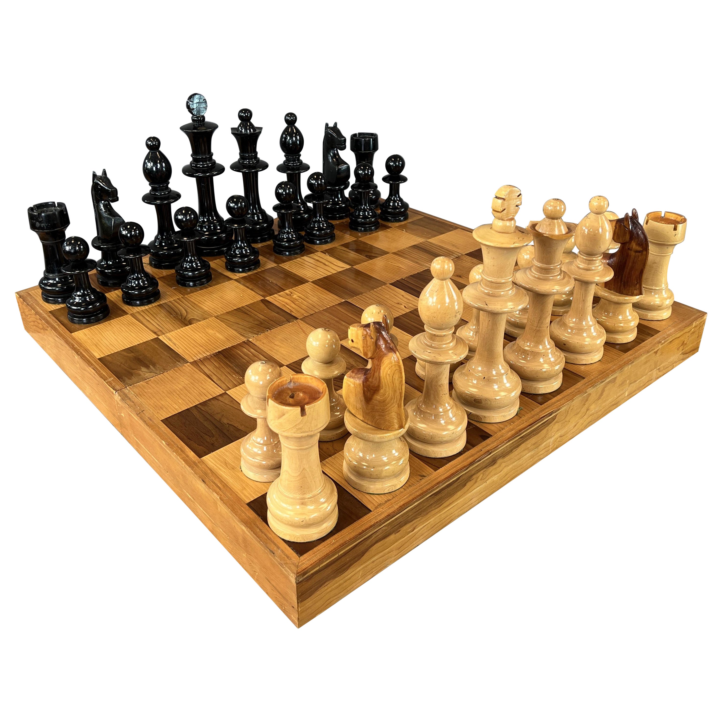 Unique & Monumental Hand Crafted Wooden Chess Set 33pc