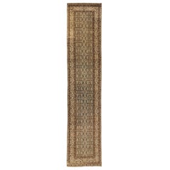 Tapis de couloir persan ancien tissé à la main, motif Malayer