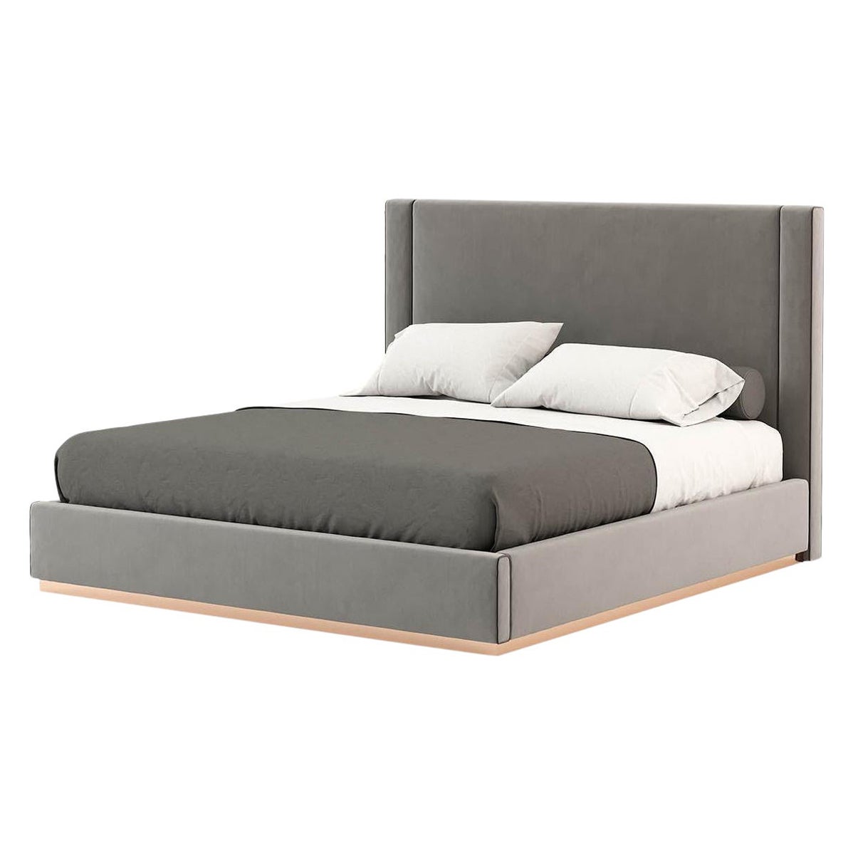 Lit américain de taille King Size en tissu de velours personnalisé avec