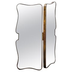 Vintage Vanity Mirror in Brass and Glass Attr. Gio Ponti