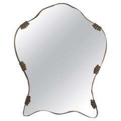 Italian Designer, Wall Mirror, Brass, Mirror Glass, Italy, C. 1940s