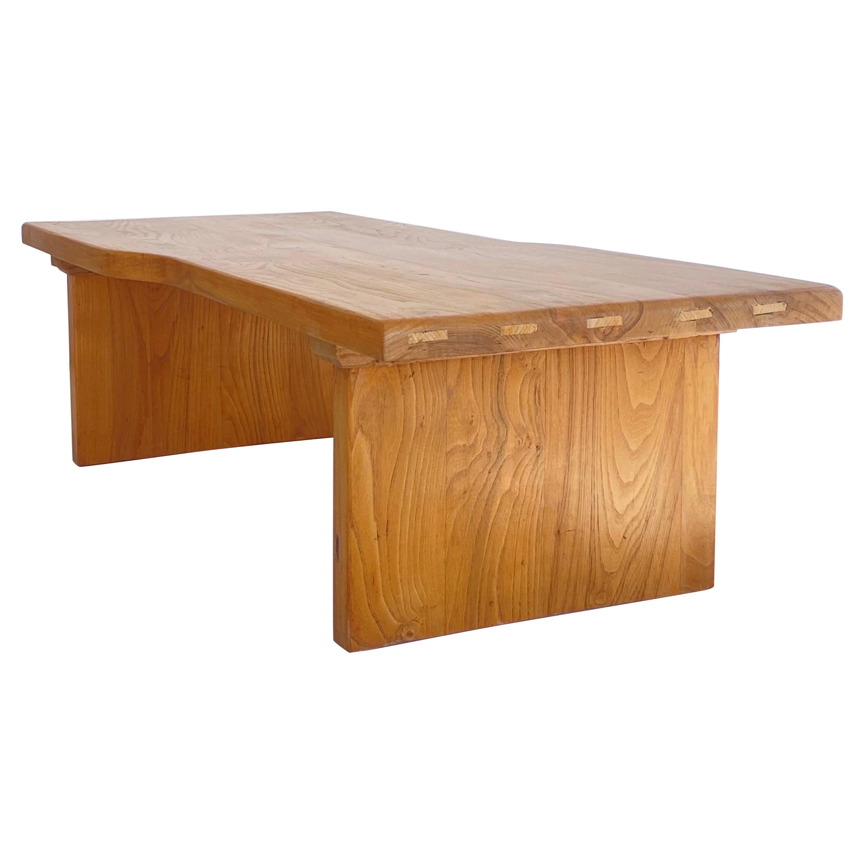 Charlotte Perriand or Pierre Chapo Style of, Design Solid Elm Coffee Table 1960s For Sale