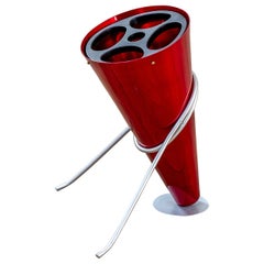 20th Century Ettore Sottsass Umbrella Standing Red Aluminium for Rinnovel '70