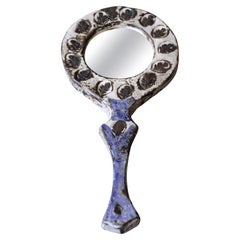 Retro Ceramic Hand Mirror by Boris Kassianoff circa 1960 Mid-Century French Ceramic