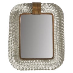 Used Barovier & Toso, Wall Mirror, Brass, Murano Glass, Mirror Glass, Italy, 1940s