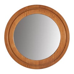 Retro Swedish Designer, Small Wall Mirror, Pine, Sweden, 1970s