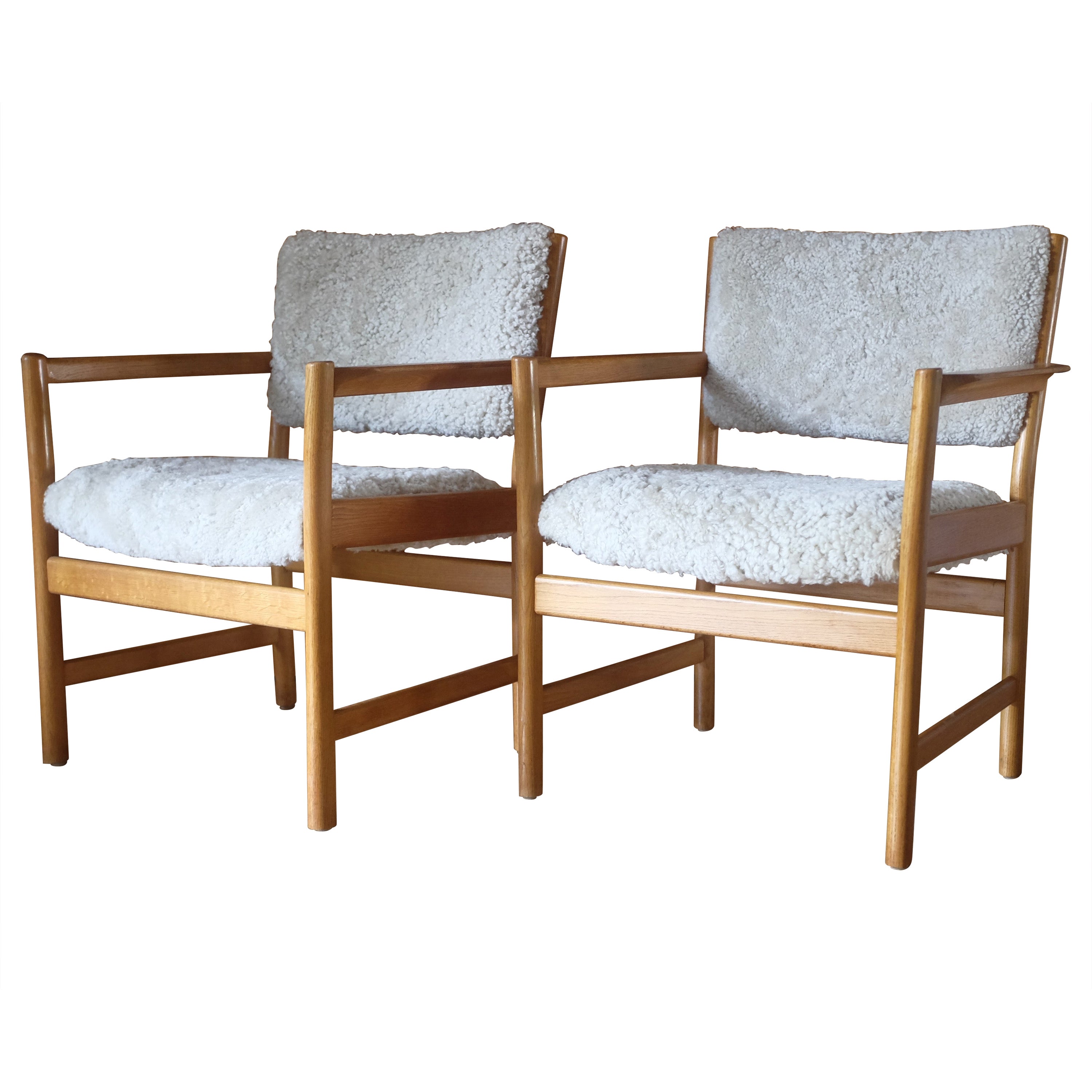 1960's Pair of Sheepskin Armchairs by Alf Svensson For Sale