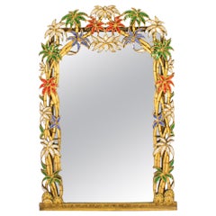 Vintage Gilded Mirror Bordered with Precious Stones 20th Century