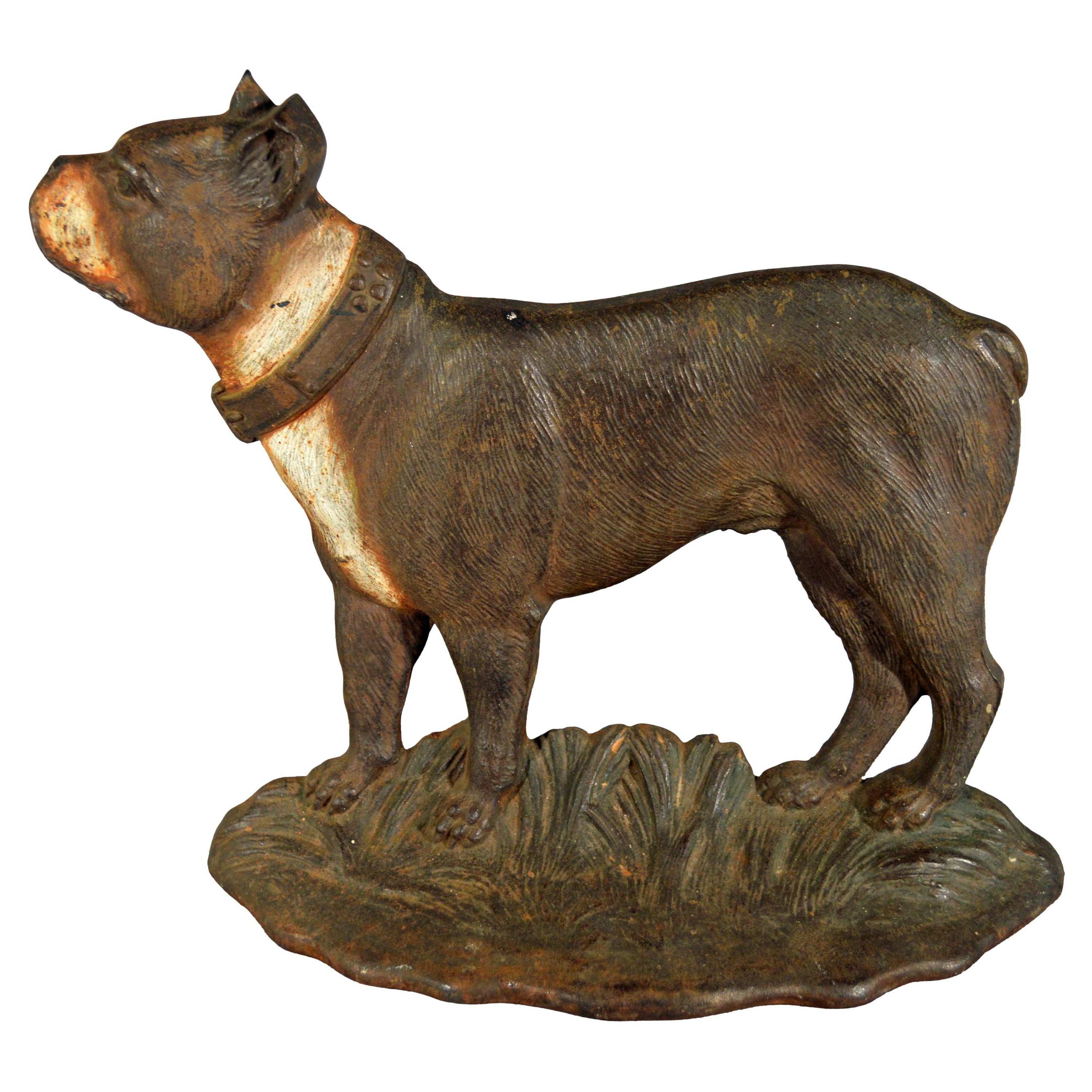 American Cast Iron Doorstop in the Form of a Boston Terrier For Sale