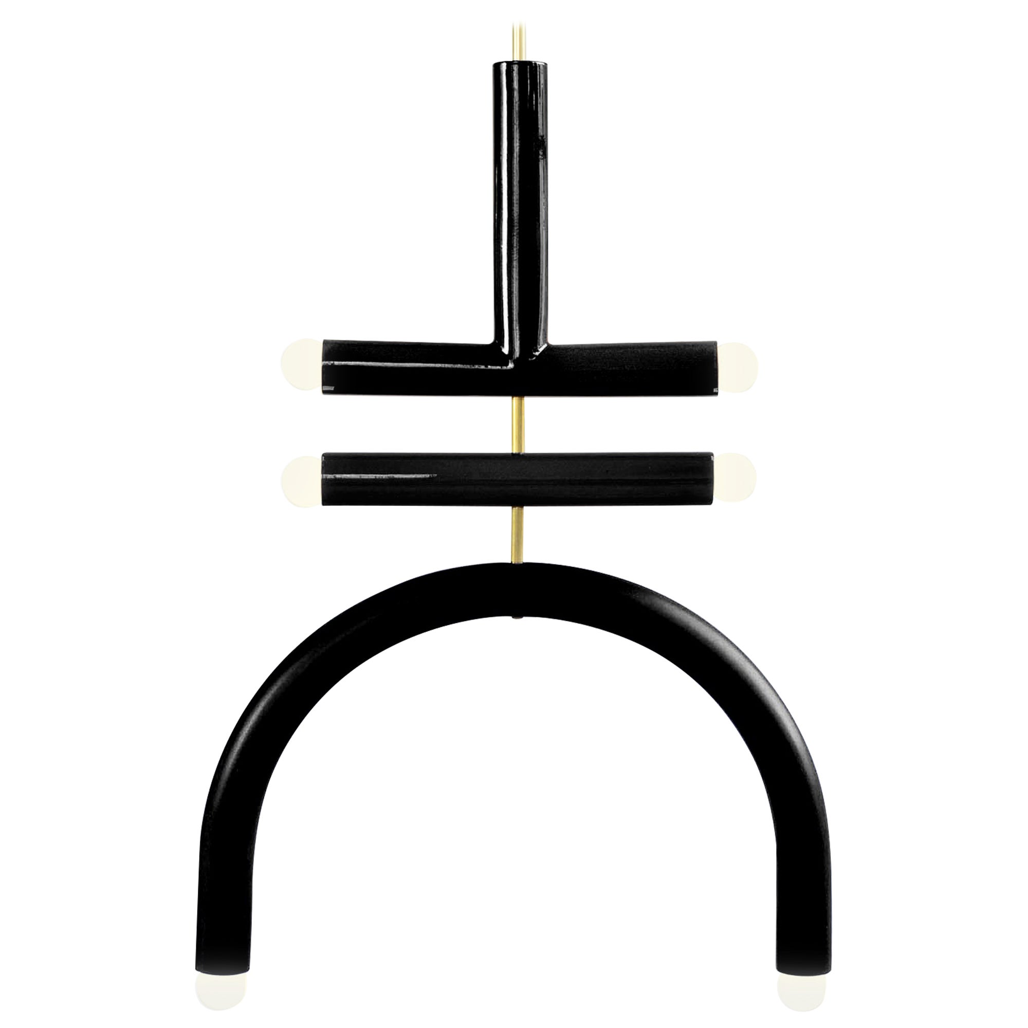 Customizable Pendant Lamp TRN F2 by Pani Jurek, Brass Rod, Black Ceramic 