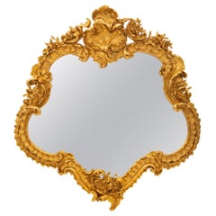 Antique French 19th Century Louis XV St. Giltwood Mirror
