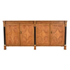 Baker Furniture French Empire Burled Walnut Sideboard or Bar Cabinet
