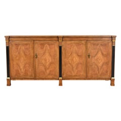 Baker Furniture French Empire Burled Walnut Sideboard or Bar Cabinet