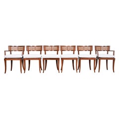 Baker Furniture Klismos Cherry and Cane Dining Chairs, Fully Restored