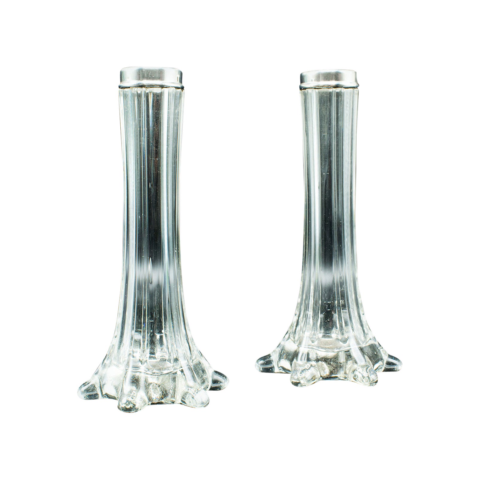 Pair of Antique Breakfast Stem Vases, English, Silver, Hallmarked, Victorian