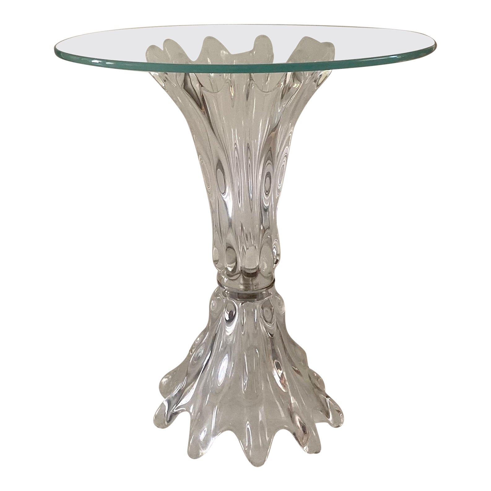 French Art Glass Custom Side Table by Vannes, France For Sale