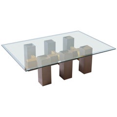 Mid-Century Modern Beveled Glass Top Coffee Table