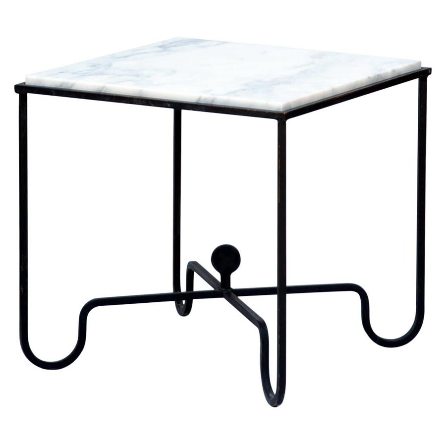 Wrought Iron and Marble 'Entretoise' Side Table by Design Frères