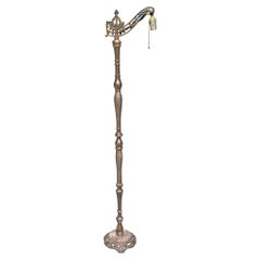 Retro Early 20th Century Giltwood with Metal and Marble Base Bridge Floor Lamp