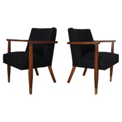 1950's Mid-Century Modern Walnut Side Armchairs, a Pair