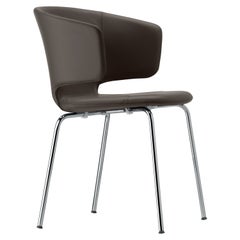 Silla Alias 503 Taormina de asiento marrón y estructura de acero cromado de Alfredo Häberli