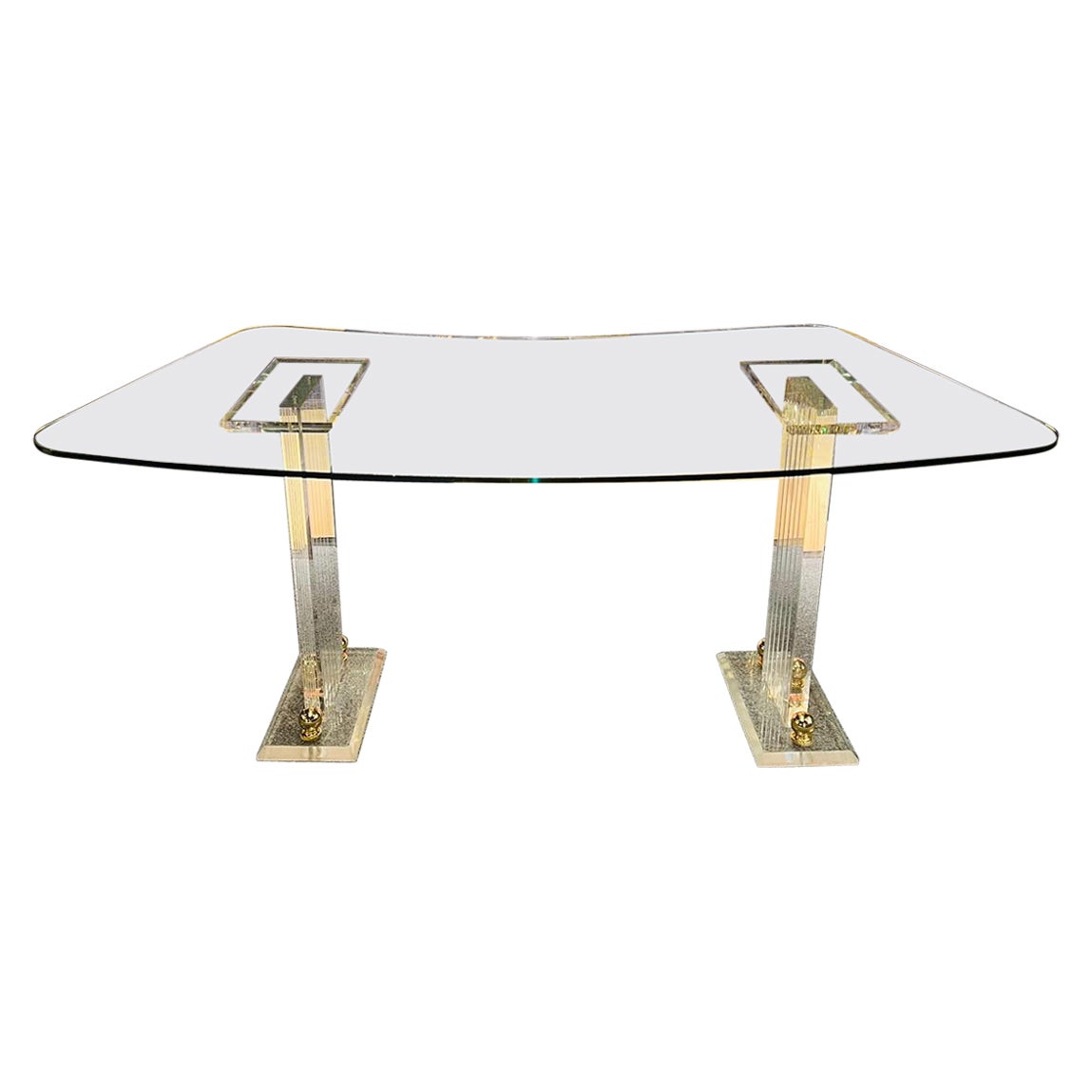 High Quality Acrylic Desk Stands on 2 Columns / Pillars with Massive Curved Top For Sale