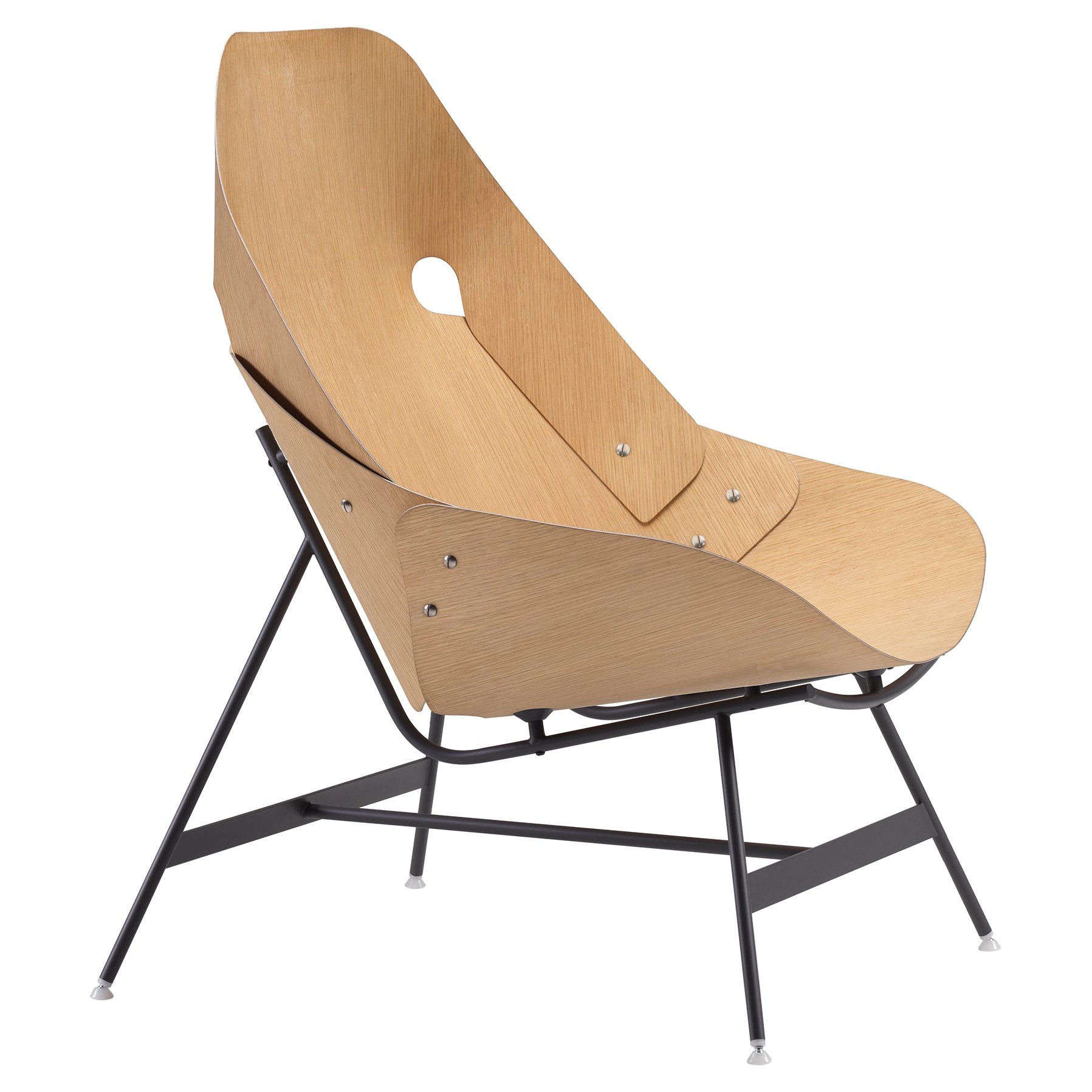 Alias 53A Time Armchair with Natural Oak and Graphite Grey Lacquered Steel Frame For Sale