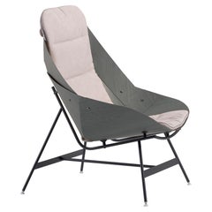 Alias Time Pad Armchair with Upholstery in Ash Grey Oak & Steel Lacquered Frame