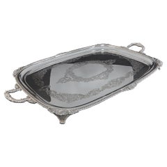 Large Antique Silver Oblong Tray