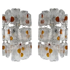 Pair of Sconces Murano Glass by Toni Zuccheri for Mazzega, Italy, 1970s