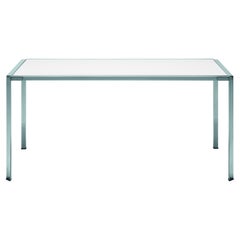 Alias 218_O Green Table with Brushed Stainless Steel Frame and Dekton Top 