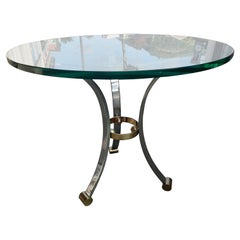 Mid-Century Modern Glass Top Side End Table Attributed to Maison Jansen