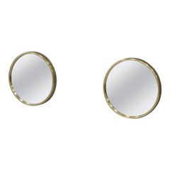 Pair of Brass Wall Mirrors by Nils Troed for Glasmäster Markaryd, Sweden, 1960s