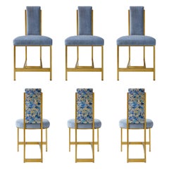Recalled Blue Kenzo Brass Chair 'Set of 6'