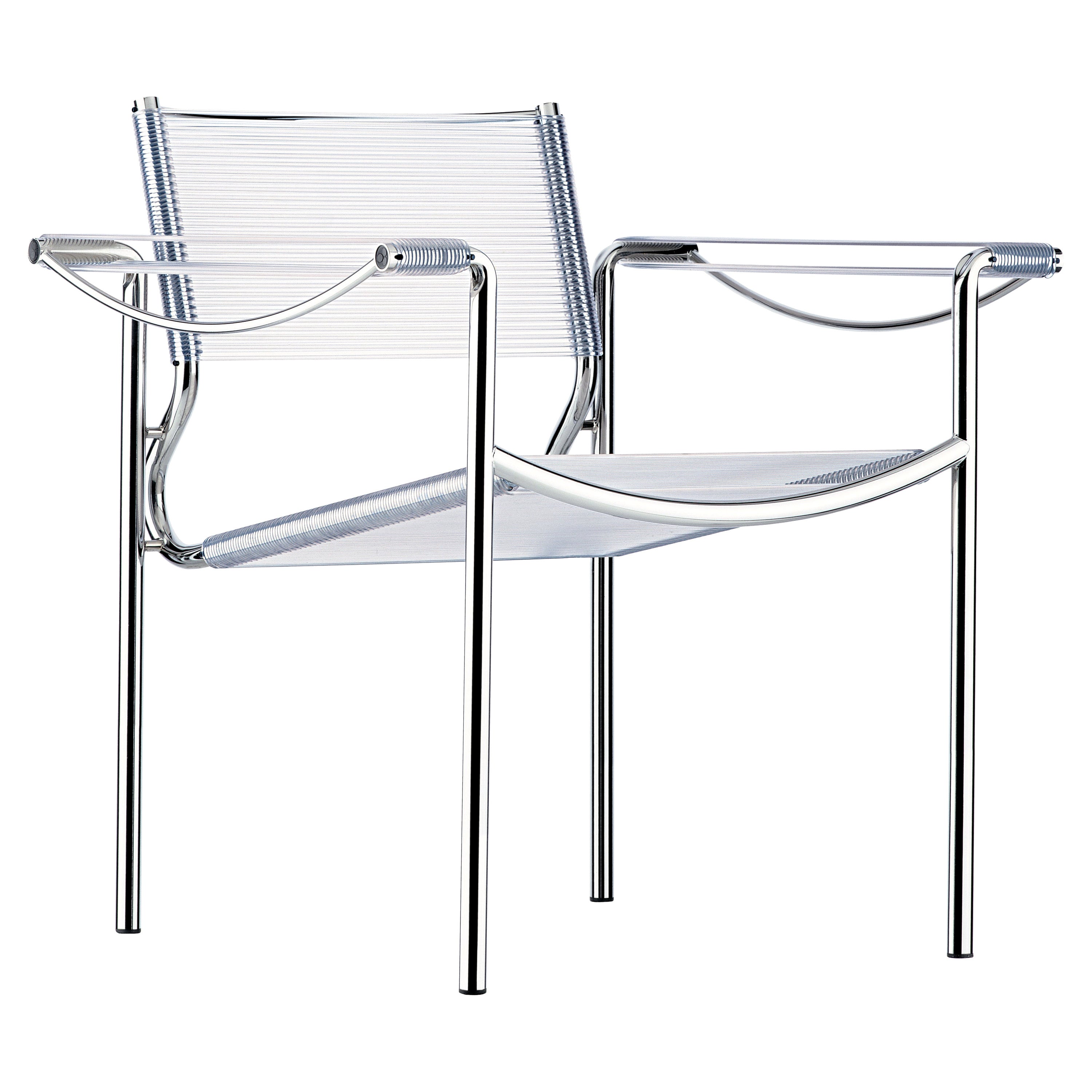Alias 109 Spaghetti Armchair with Clear PVC Seat and Chromed Steel Frame For Sale