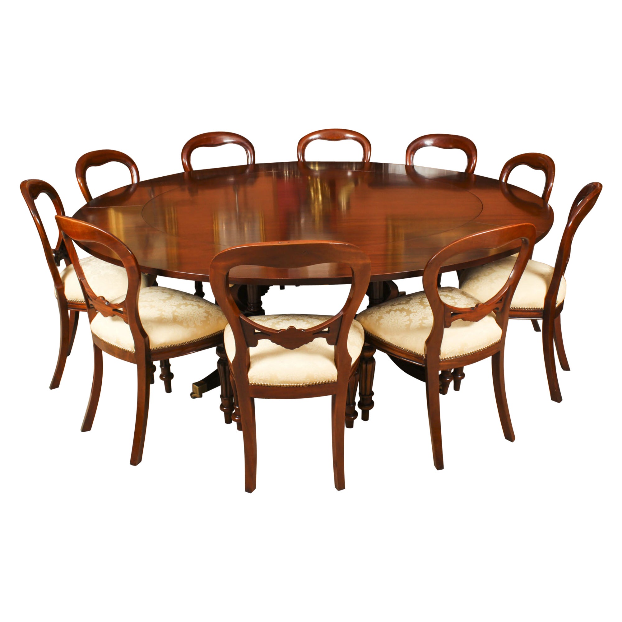 Vintage Jupe Dining Table, Leaf Cabinet & 10 Chairs Mid 20th C