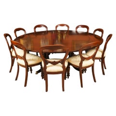 Vintage Jupe Dining Table, Leaf Cabinet & 10 Chairs Mid 20th C