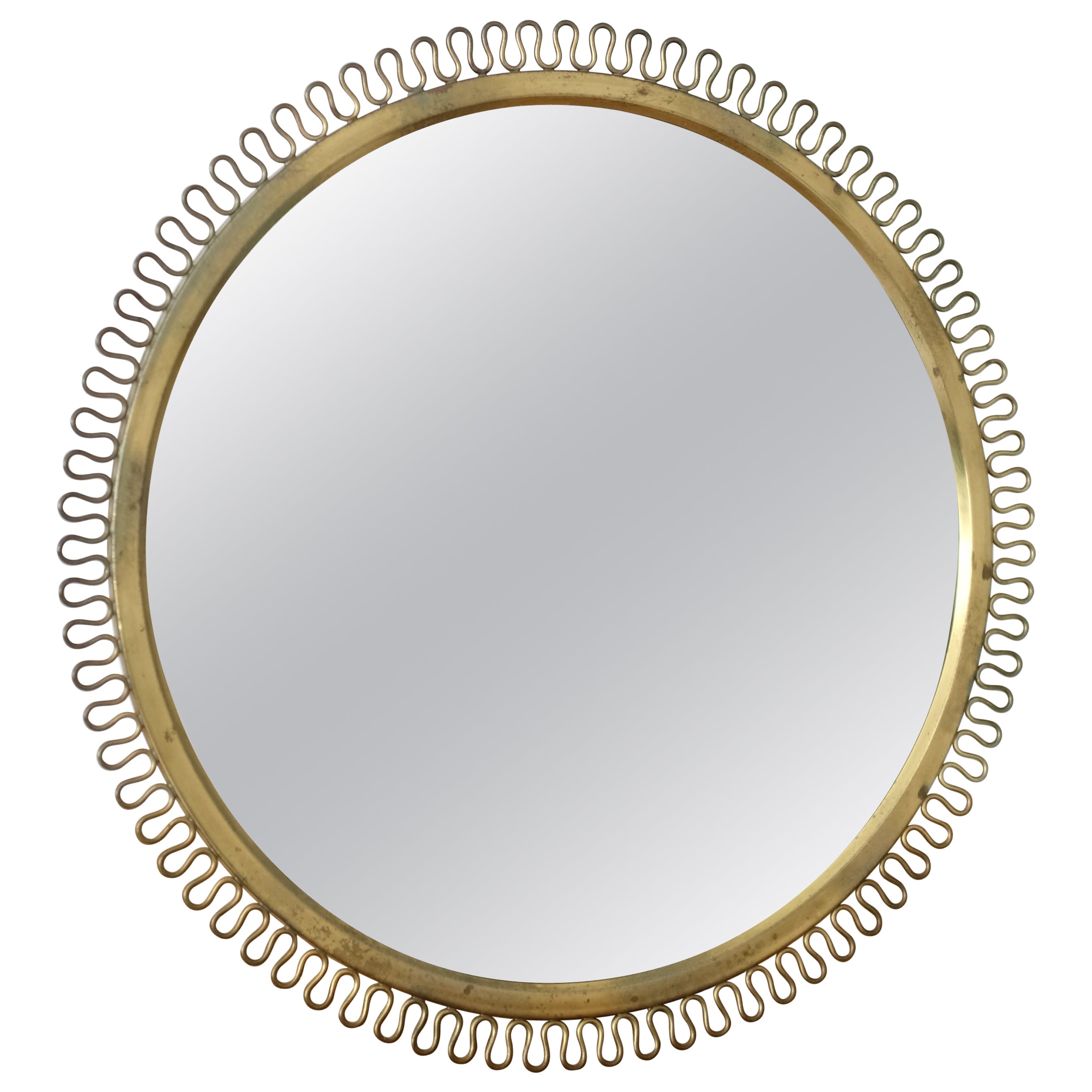 Swedish Modern 1950's Brass Mirror For Sale