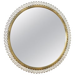 Vintage Swedish Modern 1950's Brass Mirror