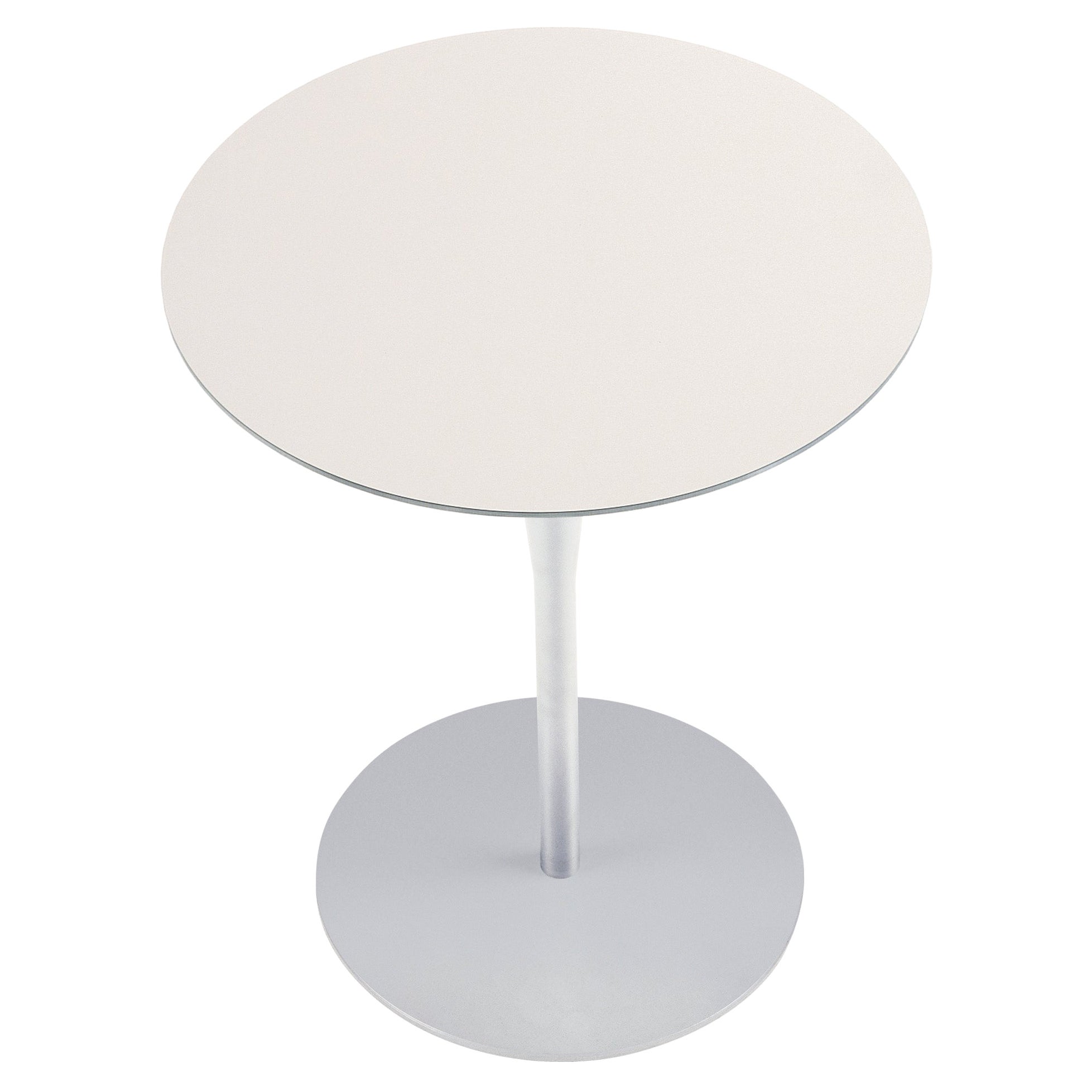 Alias 796 Round Atlas Table in White Laminated Top and Lacquered Aluminum Frame 