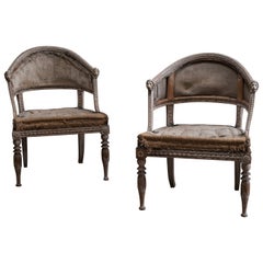 Fine Pair of 19th Century Gustavian Barrel Back Armchairs