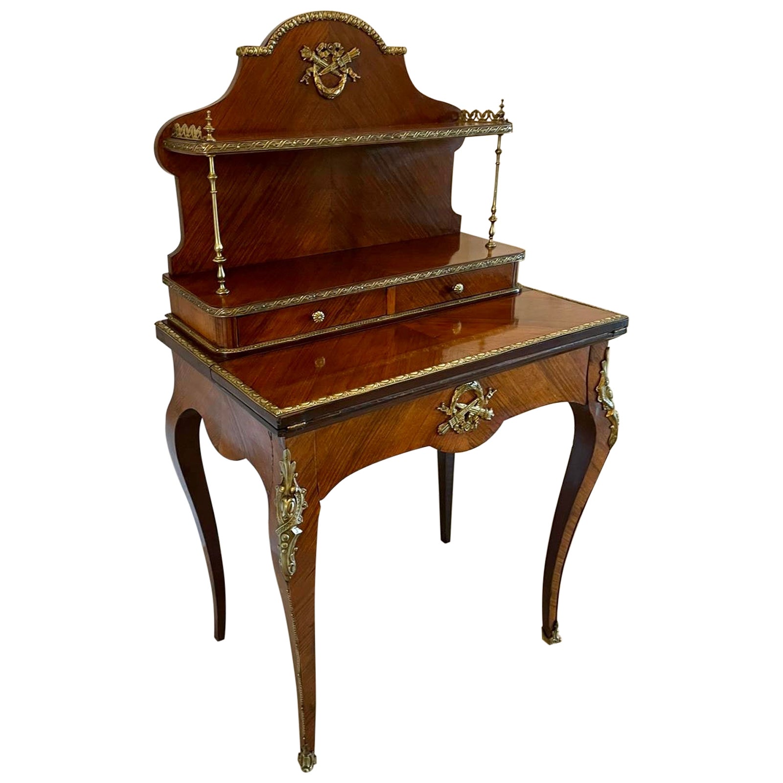 Fine Quality Antique Victorian French Kingwood Bonheur Du Jour For Sale