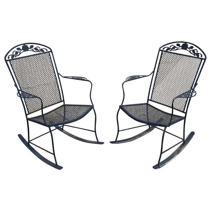 Vintage Wrought Iron Victorian Style Garden Patio Rocker Rocking Chairs ...