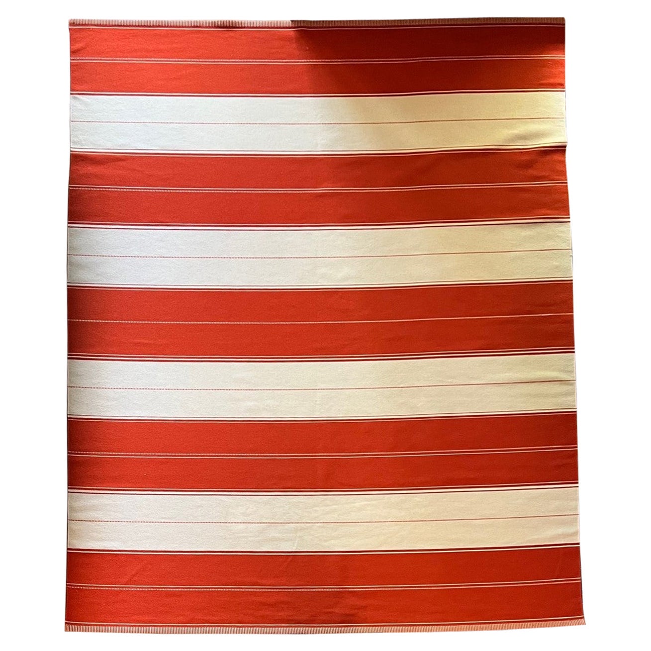 Striking Orange and White Wool Striped Rug by Swedish Rug Maker Kasthall