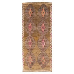 Brown Modern Turkish Handmade Tribal Motif Wool Runner