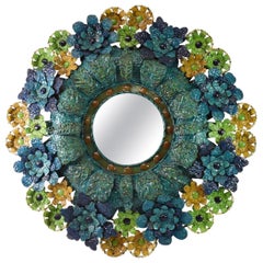 Specchio da parete Arte de Mexico Tole Floral di Saldana Firmato