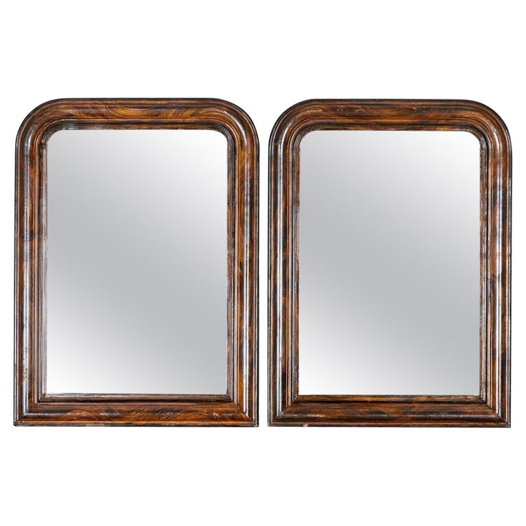 Pair English 19thC Grained Wall Mirrors For Sale at 1stDibs