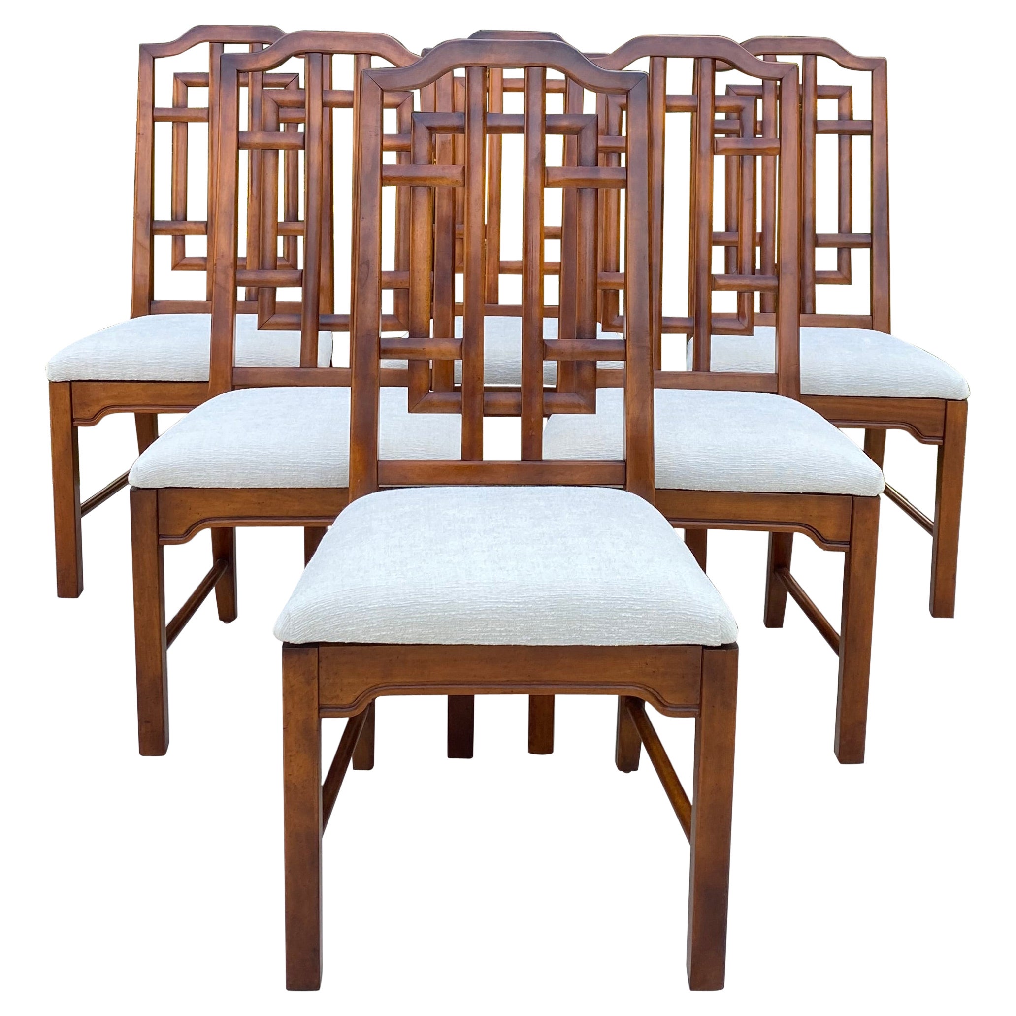 Reupholstered "Dixie" Asian inspired Dining Chairs, Set of 6