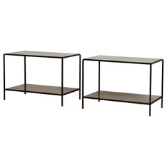 Pair of Chic 'Rectiligne' Mirrored End Tables by Design Frères